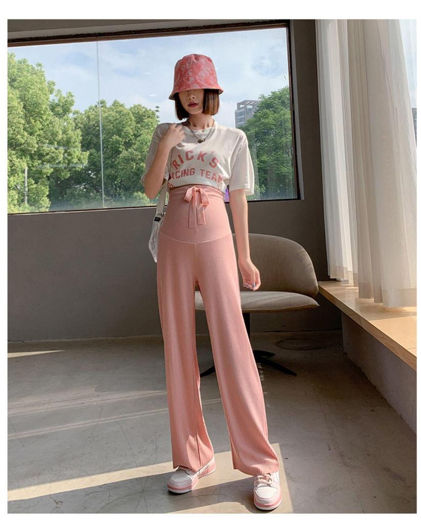 2024 Spring/Summer Maternity Wide-Leg Ice Silk Pants - Breathable, Lightweight, Loose Fit