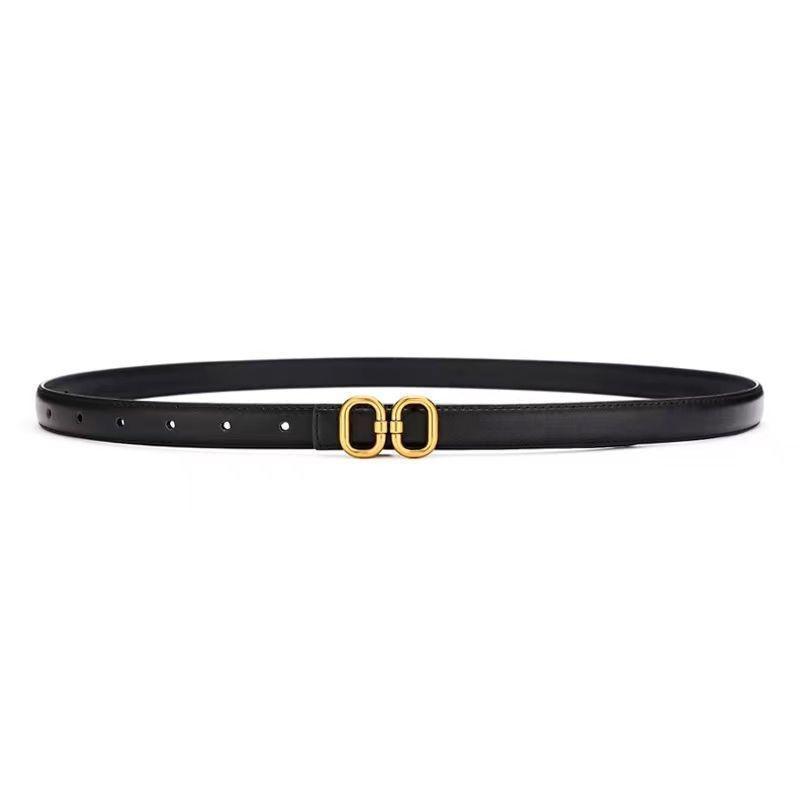 Womens PU Leather Belt With Smooth Buckle Minimalist Casual Waistband Jeans Office Everyday Wear Black Brown