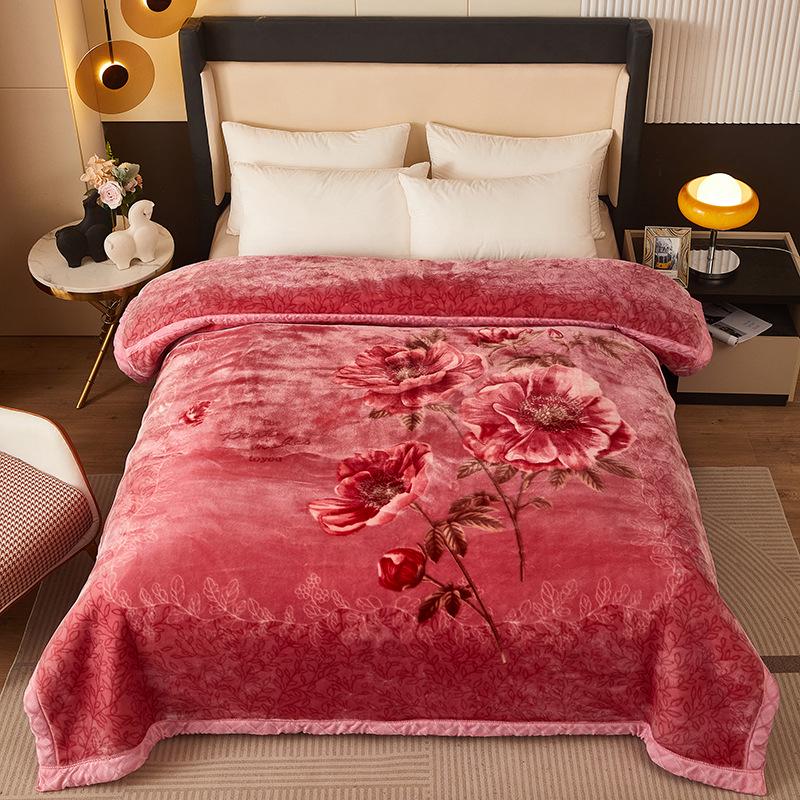 Double-Layer Thickened Raschel Blanket - Super Soft Anti-Static Fleece for Autumn/Winter, Perfect Wedding Gift.