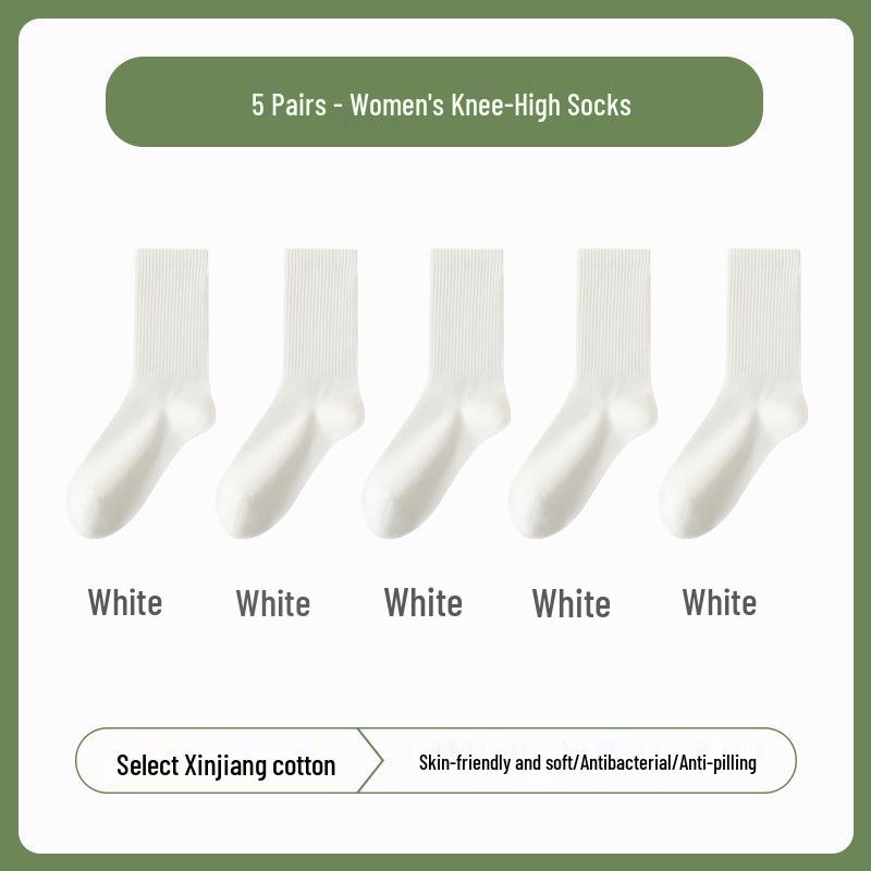 Autumn Maillard Women's Pure Cotton Over-the-Knee Retro Anti-Odor Scrunched Socks for Fall and Winter
