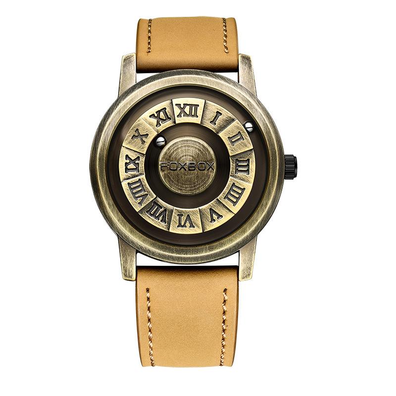 FOXBOX Magnetic Ball Watch, No-Glass Floating Black Tech Quartz Wristwatch, Cool Unisex Personalized Timepiece