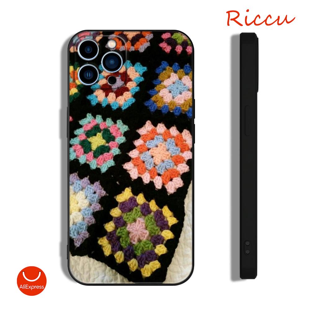 PARA IPhone 14 Estuche Blando de Crochet de Cuadritos de la Abuela para Iphone 15 14 11 12 Pro 8 7 14 15 Plus X 13 14 Pro MAX SE2020 XR XS Fundas