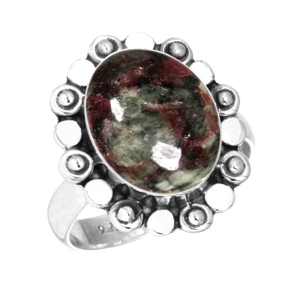 925 Sterling Silver Ring Women Gemstone Handmade Jewelry New Year Gift Crazy Lace Agate Dalmatian Dendrite Opal Eudialyte Howlite K2 Jasper Solitaire