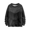 Women's Fashion Casual Long Sleeve Geometric Print Knit Hoodie Top