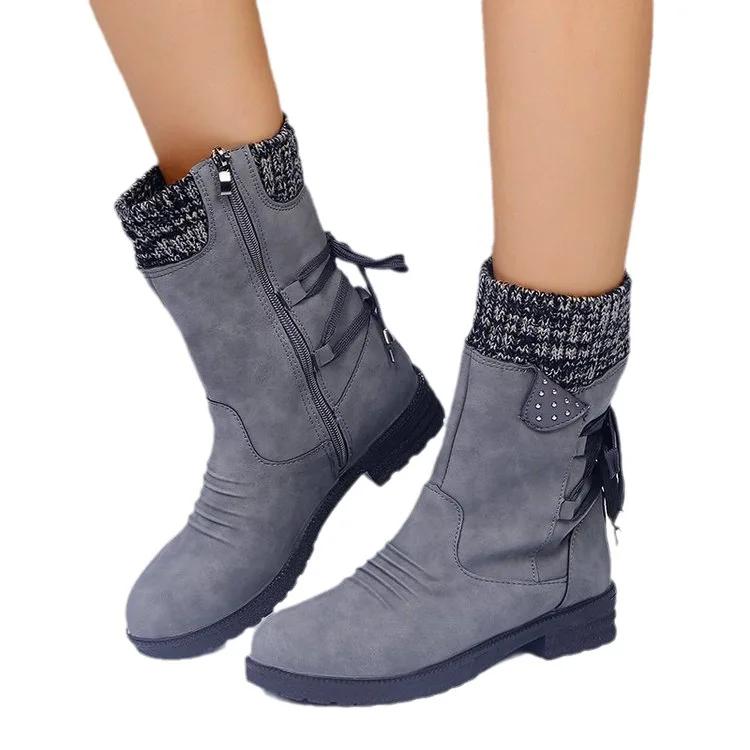 2024 зимние женские сапоги до середины икры модные замшевые зимние сапоги ретро-молнии теплые сапоги для женщин обувь сапоги на низком каблуке Botas Mujer