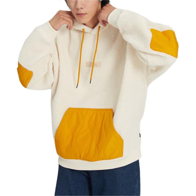 Vans FW22 Solid Color Hooded Drawstring Big Pocket Pullover Long Sleeve American Vintage Sweatshirt Men Sweatshirt White VN0A7YGI3KS