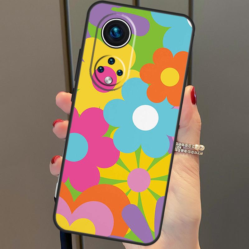 Groovy Flowers Hippie Bohemian Floral For Huawei P40 Lite P20 P30 Pro Nova 9 Nova 5T P Smart 2019 Case For Honor 50 8X 9X 10i