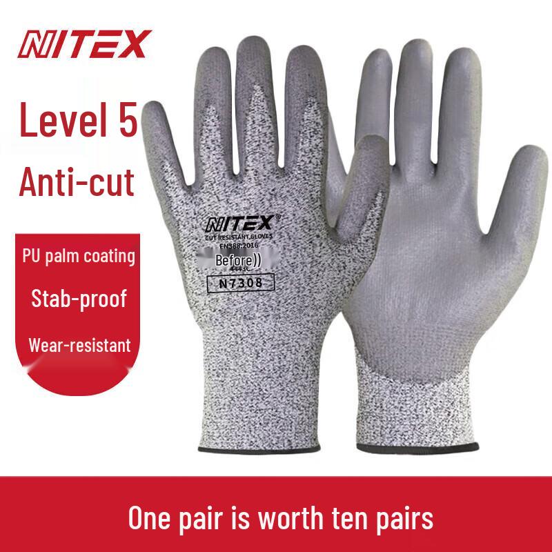 NITEX 5-Level Cut-Resistant PU Coated Work Gloves M