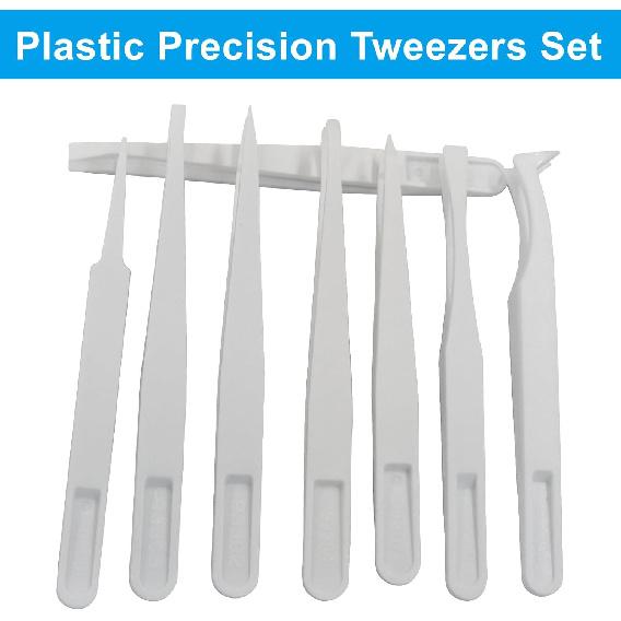 16 Pack Precision Plastic Tweezers, 4.5-4.8 Inch Anti-Static Tweezers Set with Curved and Straight Tips for Electronics Assembly, Watch Repair,