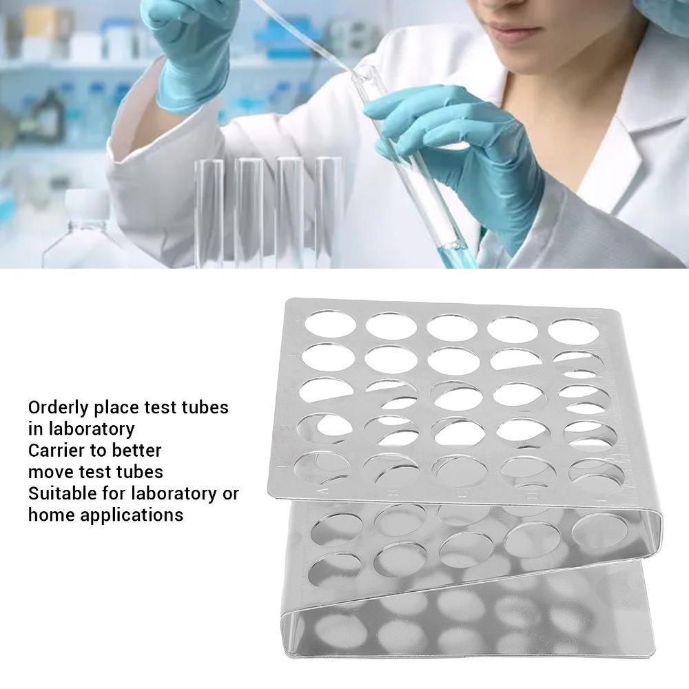 25 Holes 15/17mm Silver Stainless Steel Test Tube Rack 25 Holes 25 Holes Tube Holder Laboratory Use