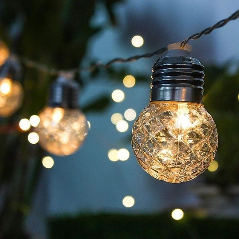 2 Modes Solar Bulbs String Lights Waterproof 10 LED Globe Lights Clear Bulb Outdoor LED Decorative Li