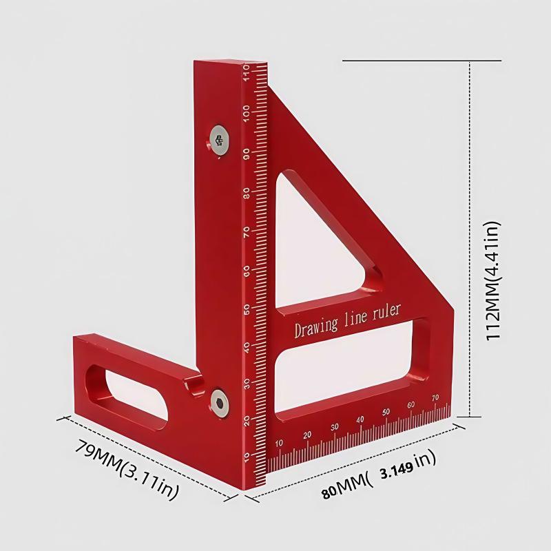 Aluminum Alloy Multifunctional Marking Ruler 45° 90° High Precision Woodworking Square