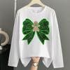 (Asian Size) Women Autumn Winter Letter Sweet 90s Print T Shirt Christmas Holiday Graphic Tee Casual Fashion Top Clothing Long Sleeve T-shirts