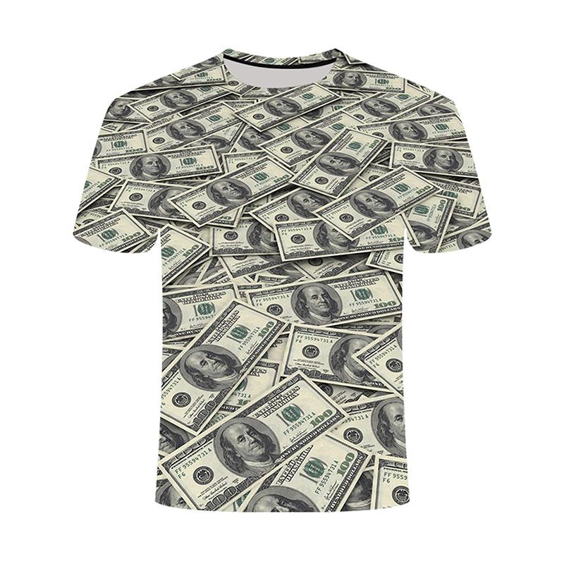 US Dollar 3D Print T-shirt For Men Money Cash Graphic T Shirts Dollar Bill Party Round Neck Tops Cosplay Street Tee Shirts