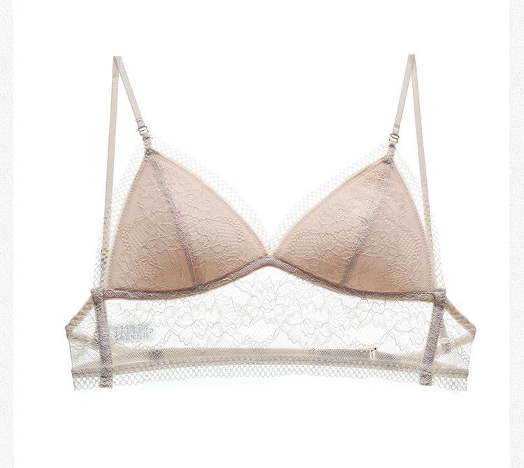 Dünner BH ohne Bügel, unsichtbar, rückenfrei, Spitzen-BH, Dreieck-Cup, Sommer