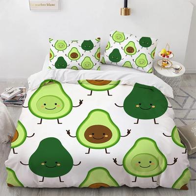 Cartoon Avocado Frucht Lustig Bequem Bettbezug Decke Kissenbezug Bettwäsche Set Kinder Schlafzimmer Dekoration Heimtextilien