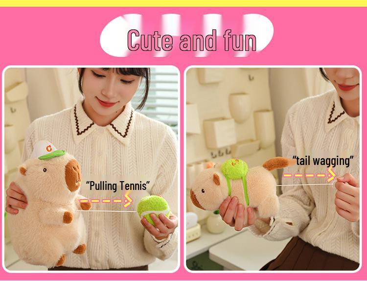 Snotty Bear Capybara Plush Toy: Cute Baseball Cap Keychain with Snap Bracelet
