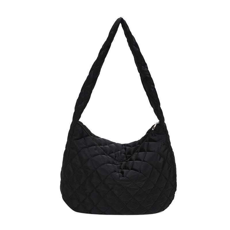 New Retro Large-capacity Nylon Embroidery Thread Rhombus Large-capacity Tote Bag Women's Shoulder Bag Messenger Bag Women's