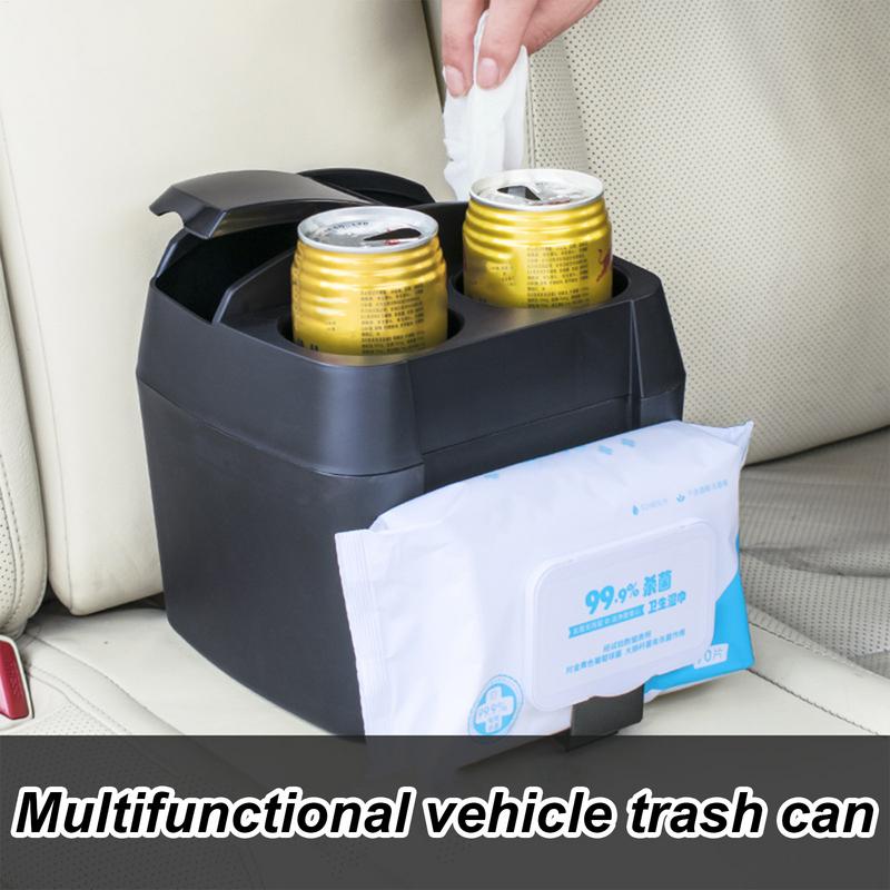 Car Console Organizer With Cup Holder Car Garbage Can Cup Holder Extra Large Waste Container Storage Box Multifunctional Vehicle