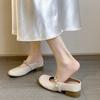 Inner height increase Small retro bag head half slippers Women's summer wear new single shoes Lazy cool slippers
