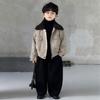Stylish Thickened Jacket for Boys: Children's Retro Fur-Collared Thickened Cotton Coat