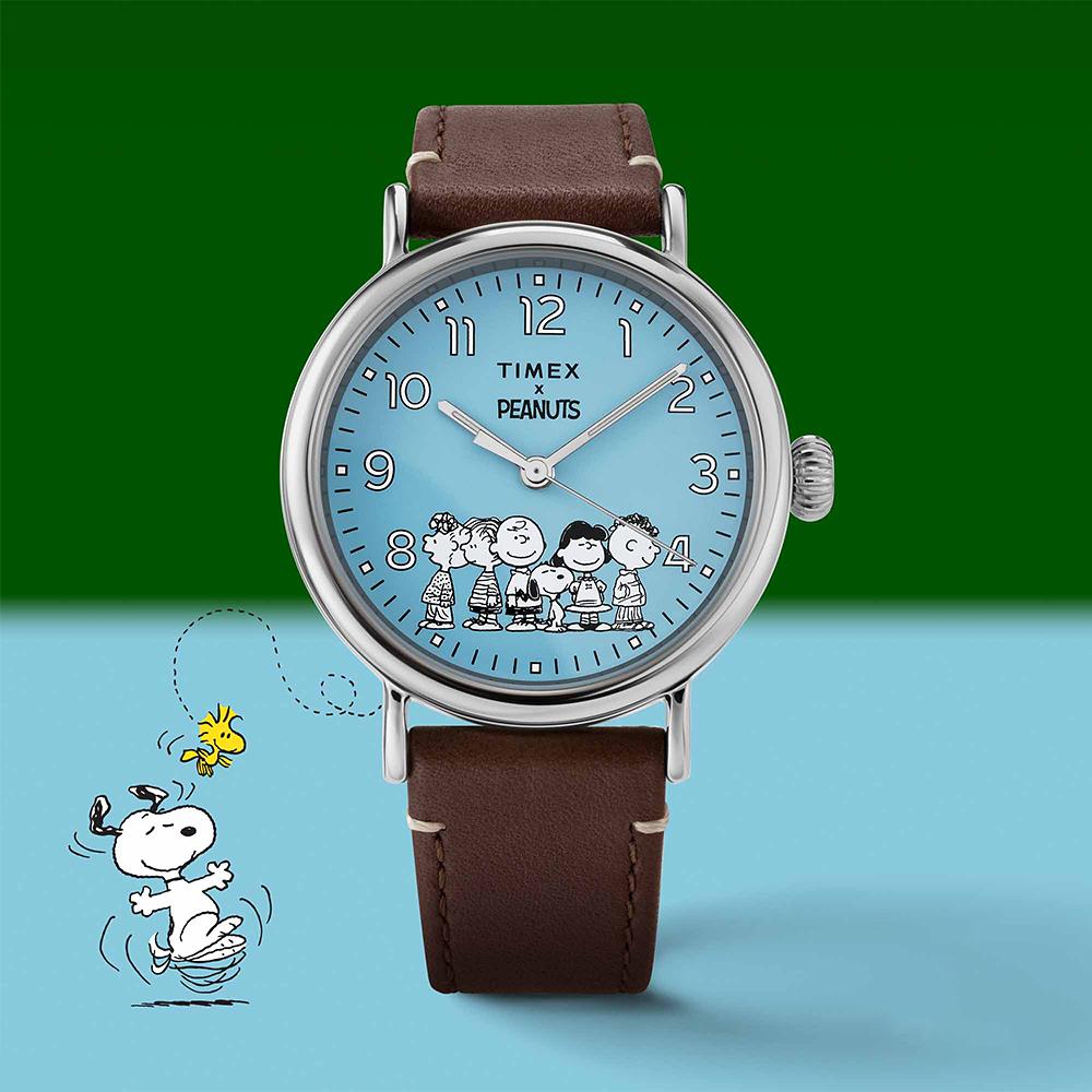 [Timex] Peanuts Gang Standard Brown Leather Strap Wristwatch 40mm TW2V89800