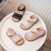 Summer girls' flower sandals, Korean style fashionable princess design, baby sandals with anti-slip soft sole, children's sandals.