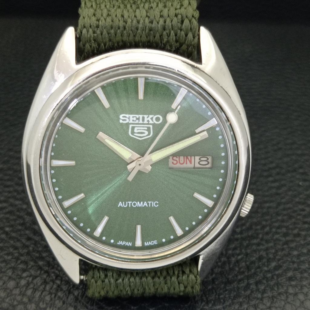 AUTOMATIC 7009A VINTAGE SEIKO 5 JAPAN MENS GREEN COLOR DIAL WATCH A701521-5 R206b-a701521