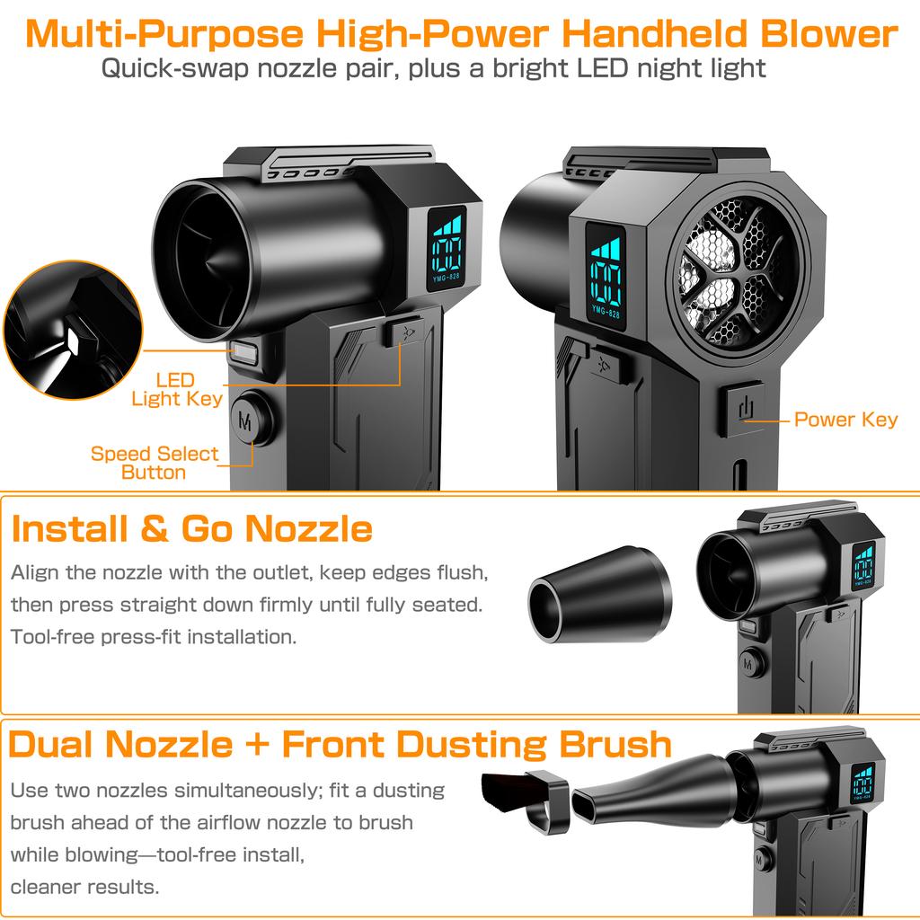 Handheld Turbo Fan For Car RV Truck Trailer Violent Jet Fan Powerful Air Blower Portable Multifunctional Cleaning Blower Tool