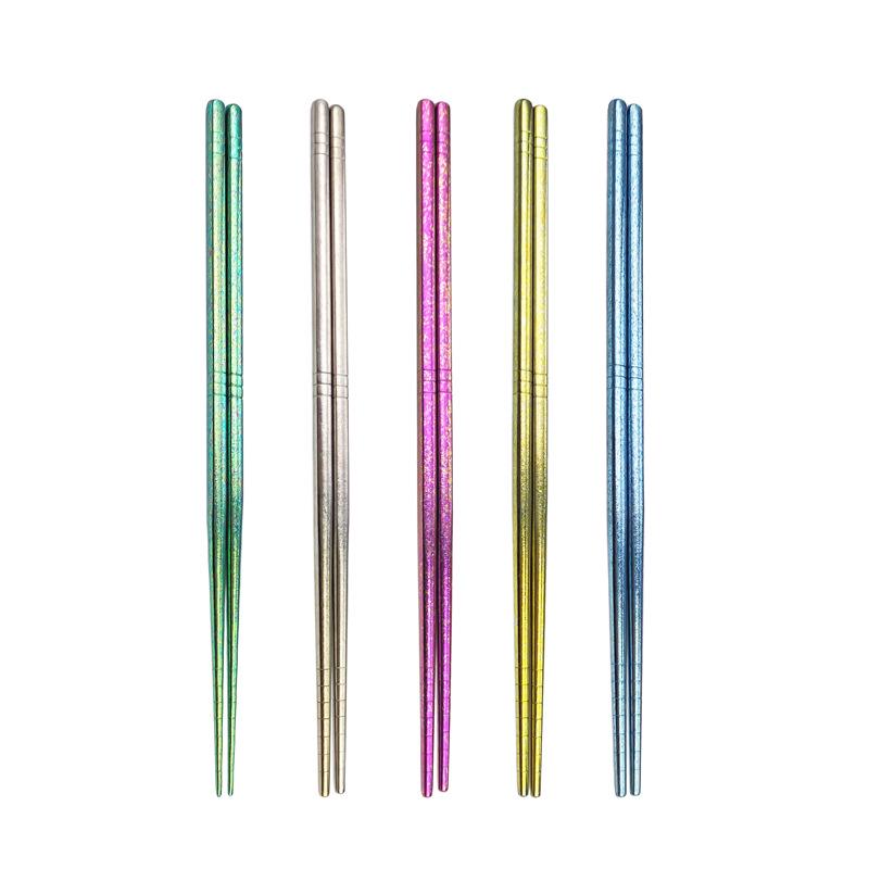 23.5cm Lightweight Pure Titanium Chopsticks Set - Portable High-end Gift Box, Ice Flower Colored, Ideal for Camping and Household Use.