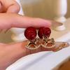 2025 New Arrival Exquisite Red Rocking Horse Earrings: Light Luxury, Retro Autumn/Winter Design for Women