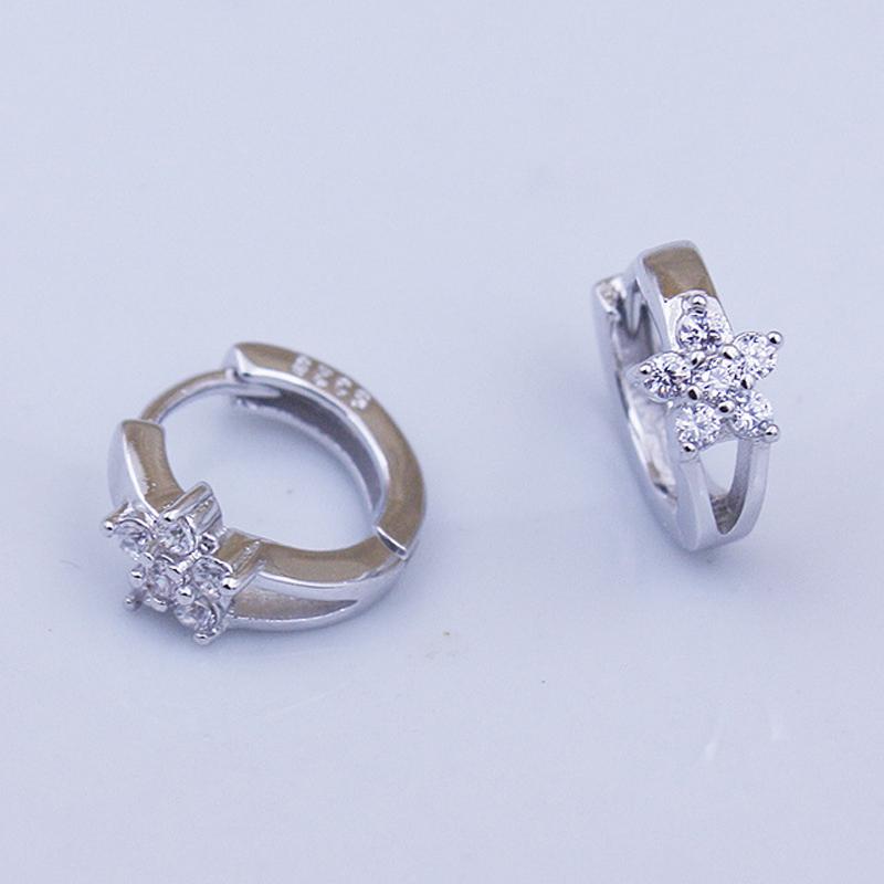 

Прозрачный цветок из циркония, стерлинговое серебро 925 пробы, маленькие круглые серьги-кольца Huggies для детей, для девочек, детские украшения Aros