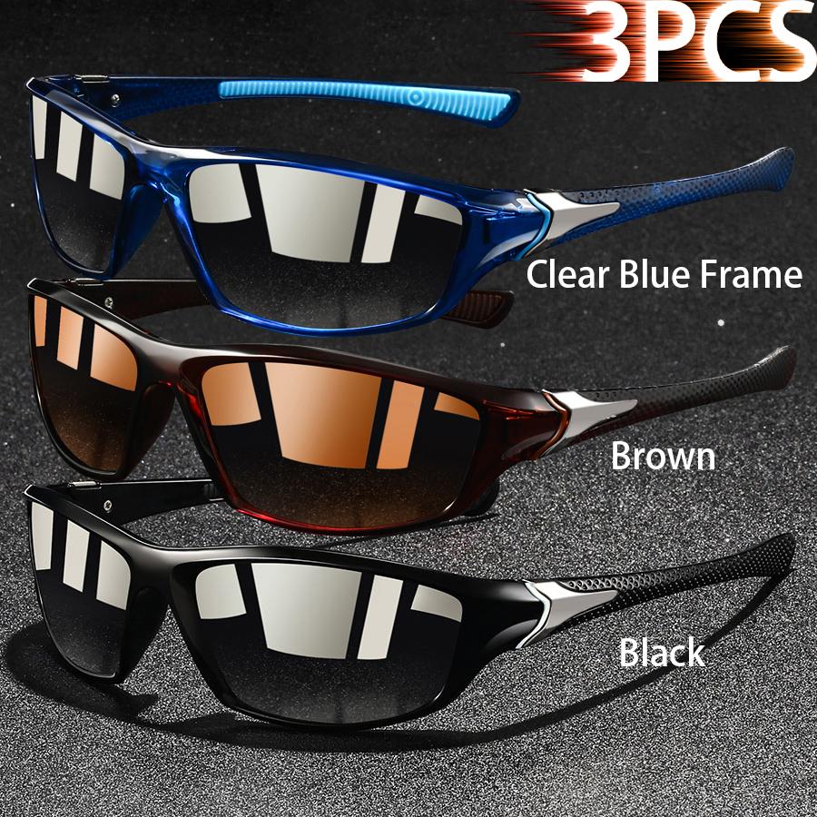 2 Pieces Fashion Vintage Sports Sunglasses Men Women Fishing Running Cycling  Sport Man Sun Glasses Anti-Glare UV400 Eyewear