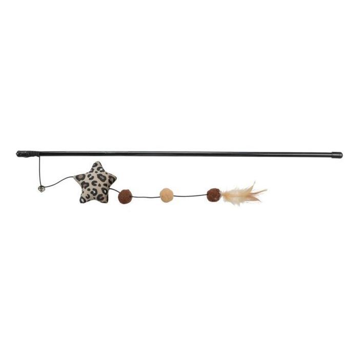 Jouet pour chat - TRIXIE - Canne à pêche étoile - 50 cm - Marron / Beige