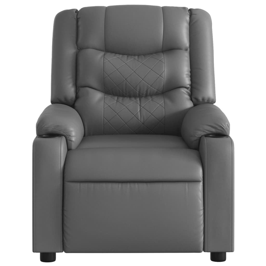 Recliner Chair Grey Synthetic Leather