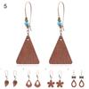 1 Pair Flower Shape Bohemia Drop Earrings Wood Waterdrop Shape Beads Hook Earrings Jewelry