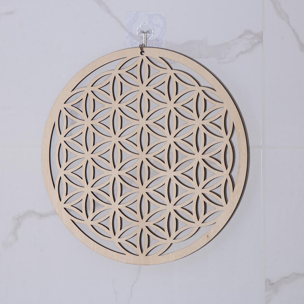 Cut Home Wall Decor Flower Of Life Energy Mat Flower of Life Shape Slice Wood Base Wooden Wall Sign