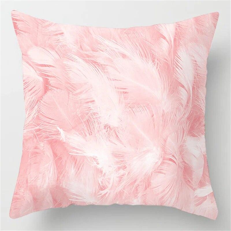 Pink Feather Pillowcase Decorative Bed  Car Sofa Cushion Cover Home Fashion Cute