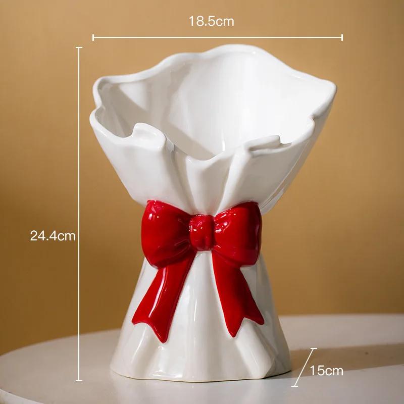 Lovely Bowknot Bouquet Creative Ceramic Vase Plant Pots Table Decoration Flowers Arrangement Flower Vases Room Aesthetic Decor
