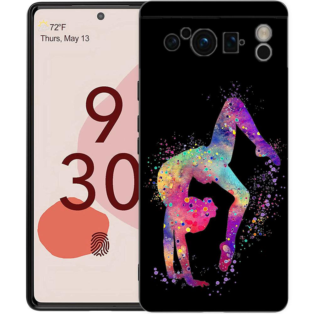 

Luxury TPU Phone Case For Google Pixel 9 8 8A 7 7A 6 Pro XL 6A 5G Gymnastics water color Black Soft Back Cover Pixel 7A