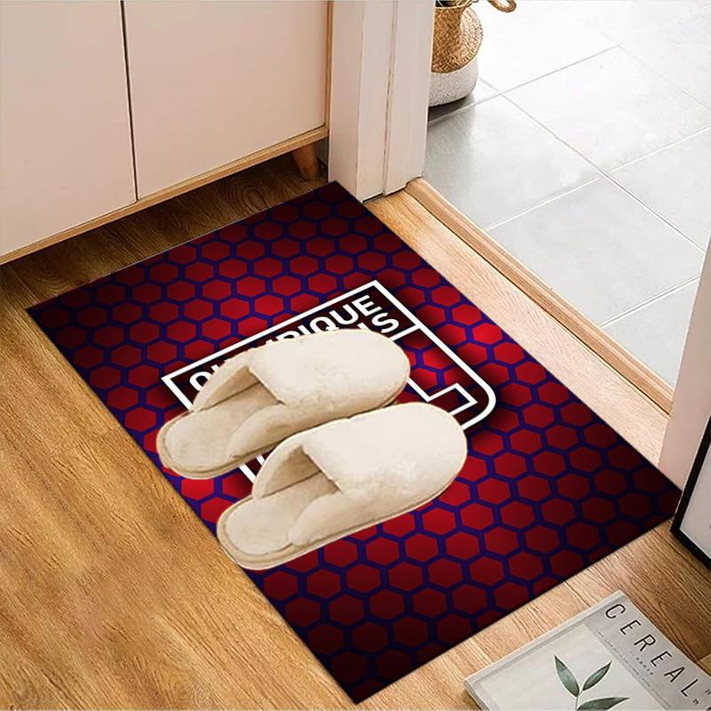 Lyon Football Crest Printed Office Carpet Chair Cushion Entryway Rug, Rugs for Living Room, Bedroom Christmas gifts