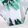 One Piece Swimsuit for Women Cut Out Design Ruffle Detail Asymmetric Strap Leaf Print Beachwear Swimwear