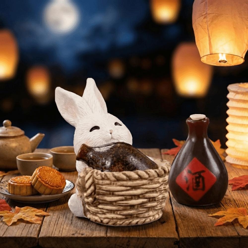 Mooncake Mini Ornaments White Rabbit Mid-Autumn Festival Desk Figurines Festival Decor