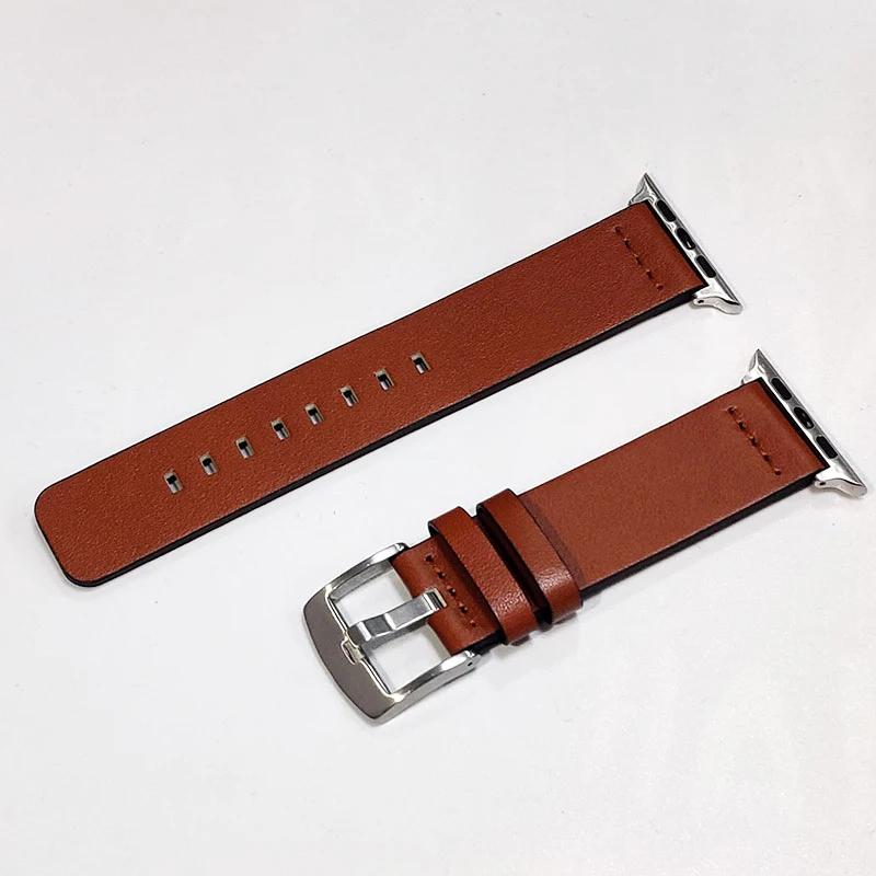 Simple Genuine Leather Straps for Apple Watch Series 9 8 7 6 SE 5 4 3 Bracelet 38/40/41mm 42/44/45mm Watchbands for Iwatch Strap