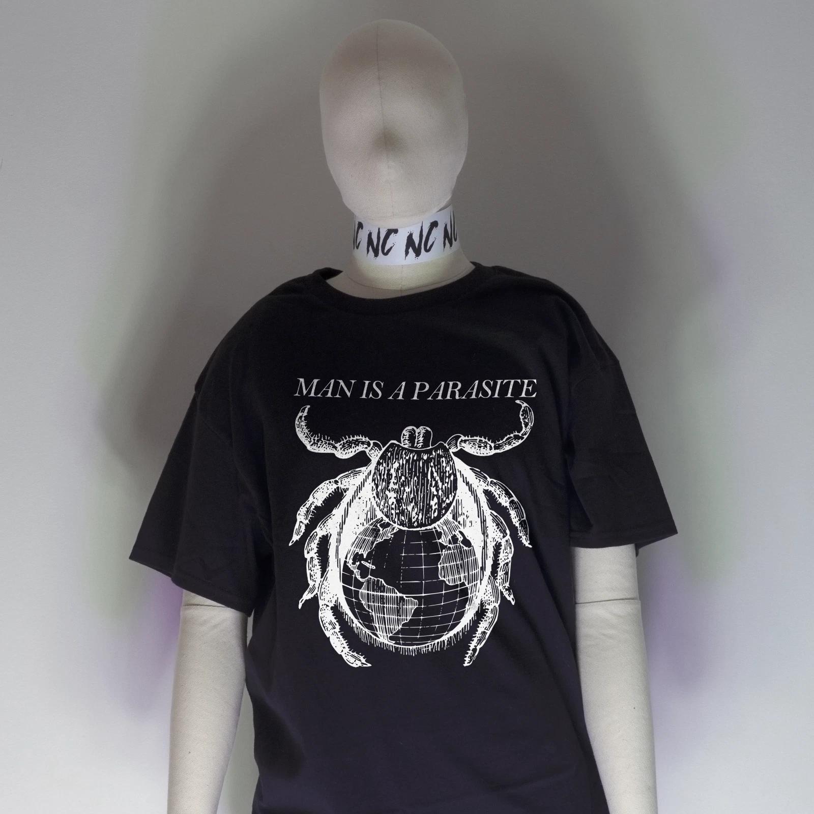 MAN Is A PARASITE Shirt | God is Dead Goth Climate Change Antifa Pollution Crass L