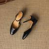 Krazing Pot Cow Skin Round Toe Low Heels Summer Shoes Big Size 42 Ankle Straps Women Pumps