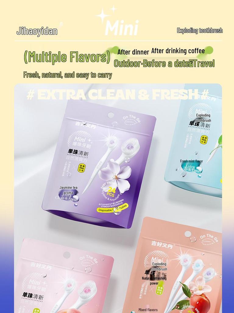 Disposable Adult Toothbrush with Burst Beads for Stain Removal - Travel-Friendly and Popular On TikTok