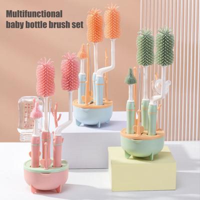 Ensemble de brosses de nettoyage avec nettoyeur d'angle, grattoir à bouchon plat, brosse pour tétine