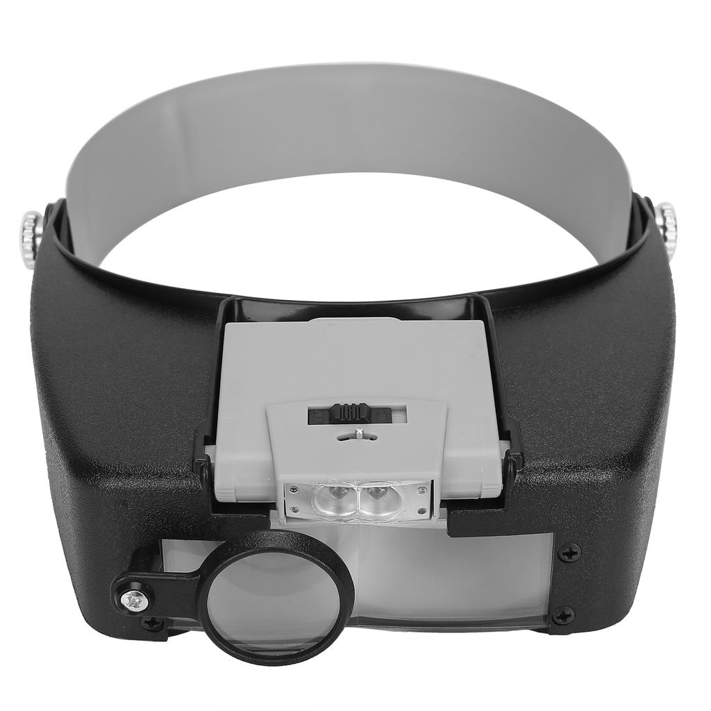 LED Head Mount Glasses Magnifier Battery Powered Magnifying Glass for Reading RepairingGray
