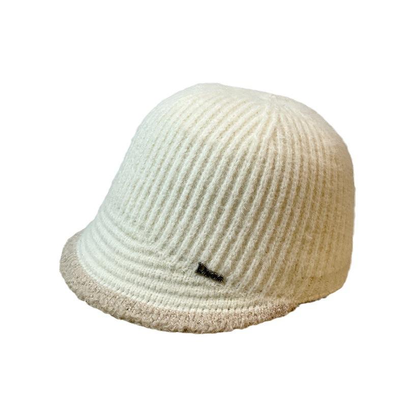 New Autumn and Winter Women's Knitted Woolen Hat Solid Color Simple and Stylish Korean Style Warm Outdoor Travel Equestrian Hat